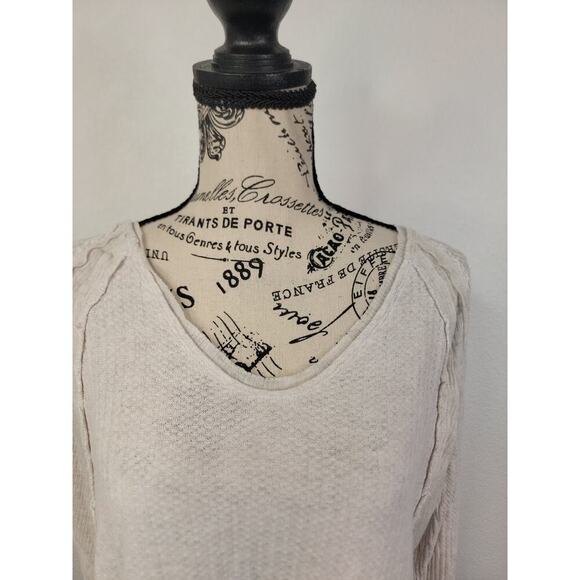 Free People Sz XS Tunic Thermal Top Waffle Knit Ivory Oversized - Picture 3 of 8